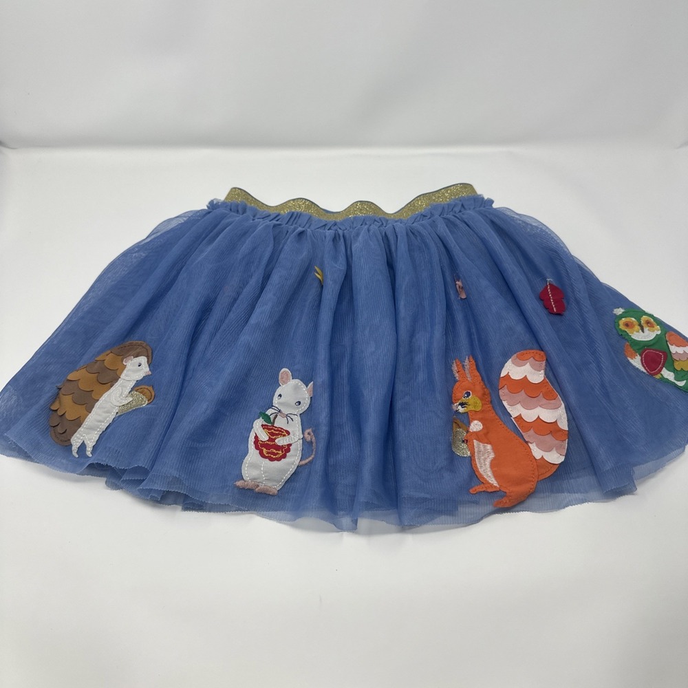 Mini Boden Blue Skirt with Animal Embroidery